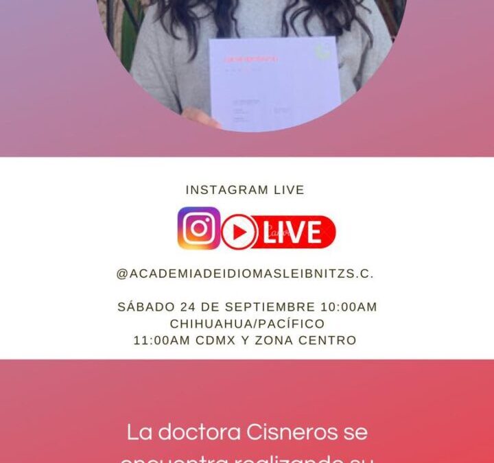 Únete este Sábado al instagram LIVE de la doctora Olivia Cisneros